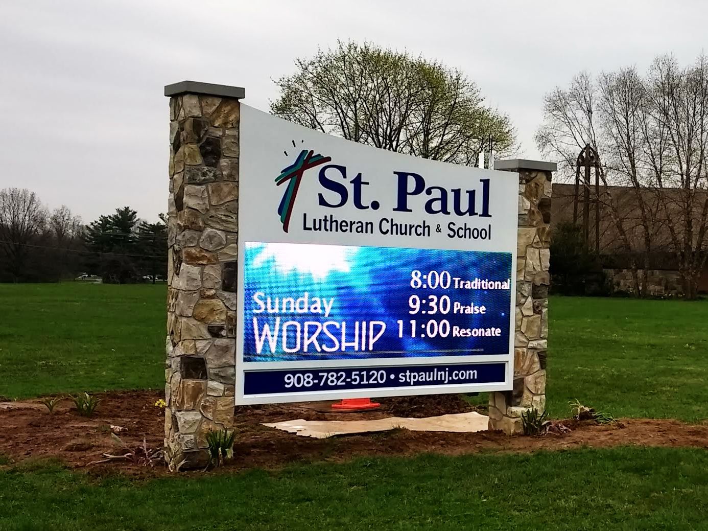 Photo of the St. Paul Lutheran Church school LED message board sign