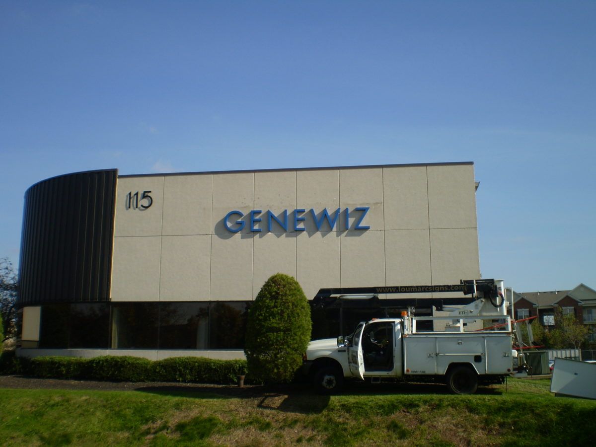 Cut metal letters for Genewiz
