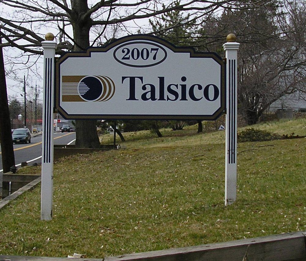 Carved sign for Talsico