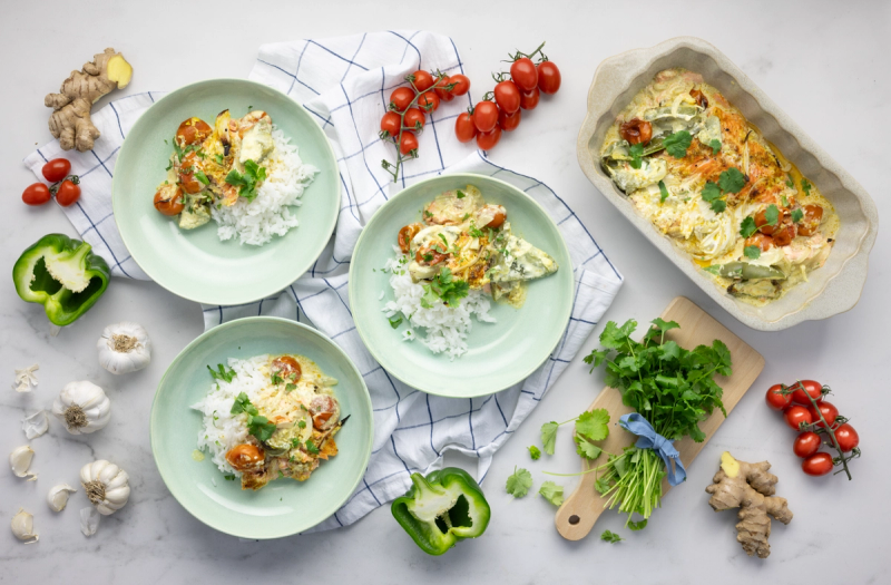 Oven-Baked Salmon in Ginger-Coconut Broth & Rice