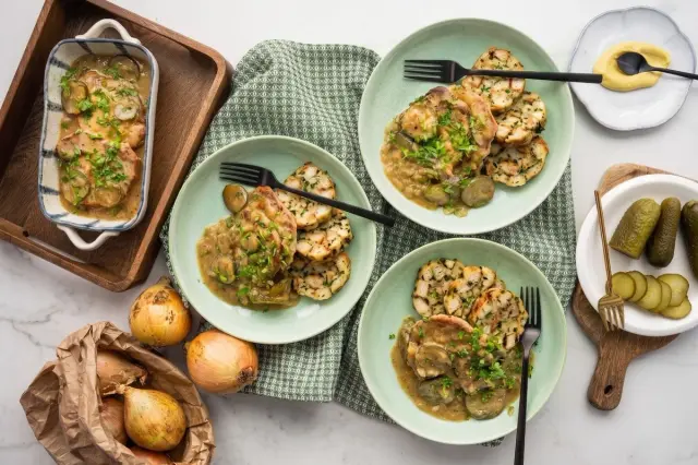 Znojmo-Style Pork with Pickle Sauce and Carlsbad Bread Dumpling