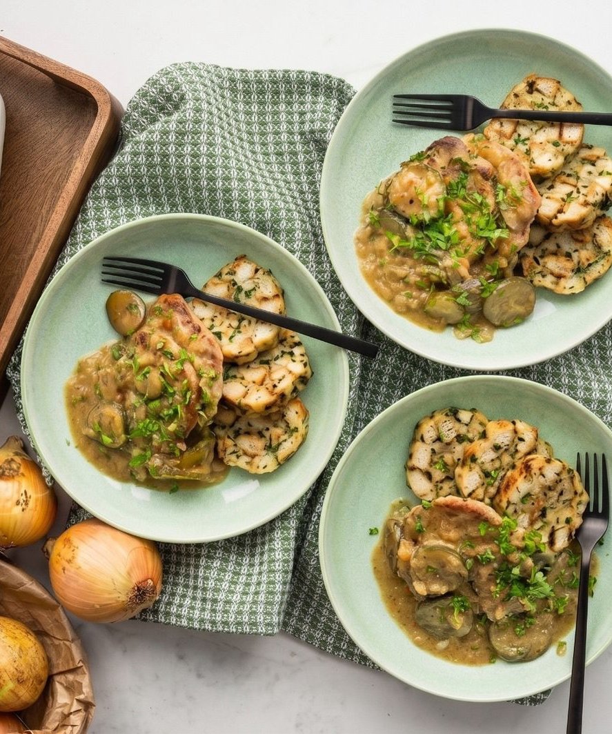 Znojmo-Style Pork with Pickle Sauce and Carlsbad Bread Dumpling