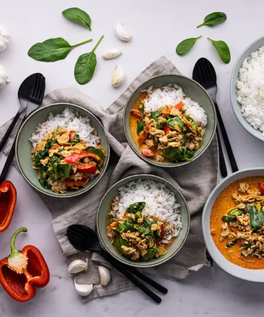 Thai red curry kanalla & riisiä