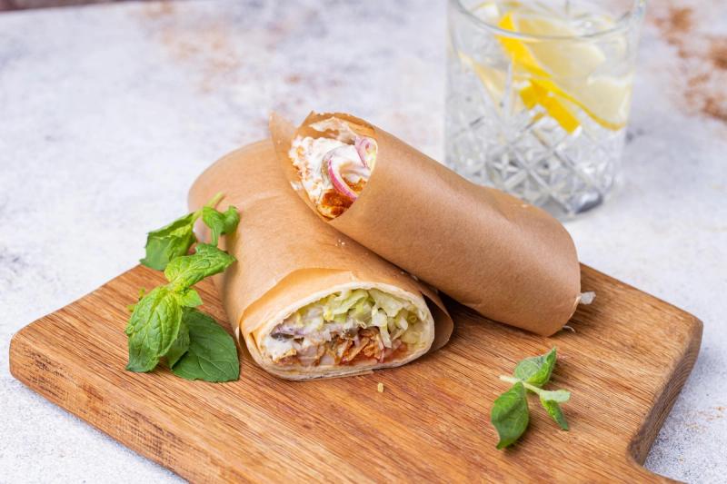 Tortilla with Chicken Kebab, Chilli & Crispy Onion