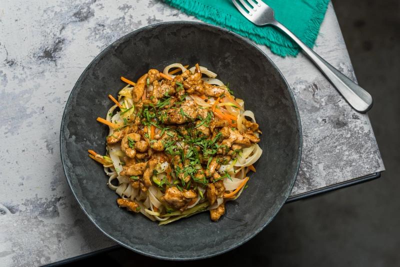Sesame Teriyaki Chicken with Warm Rice Noodle Salad