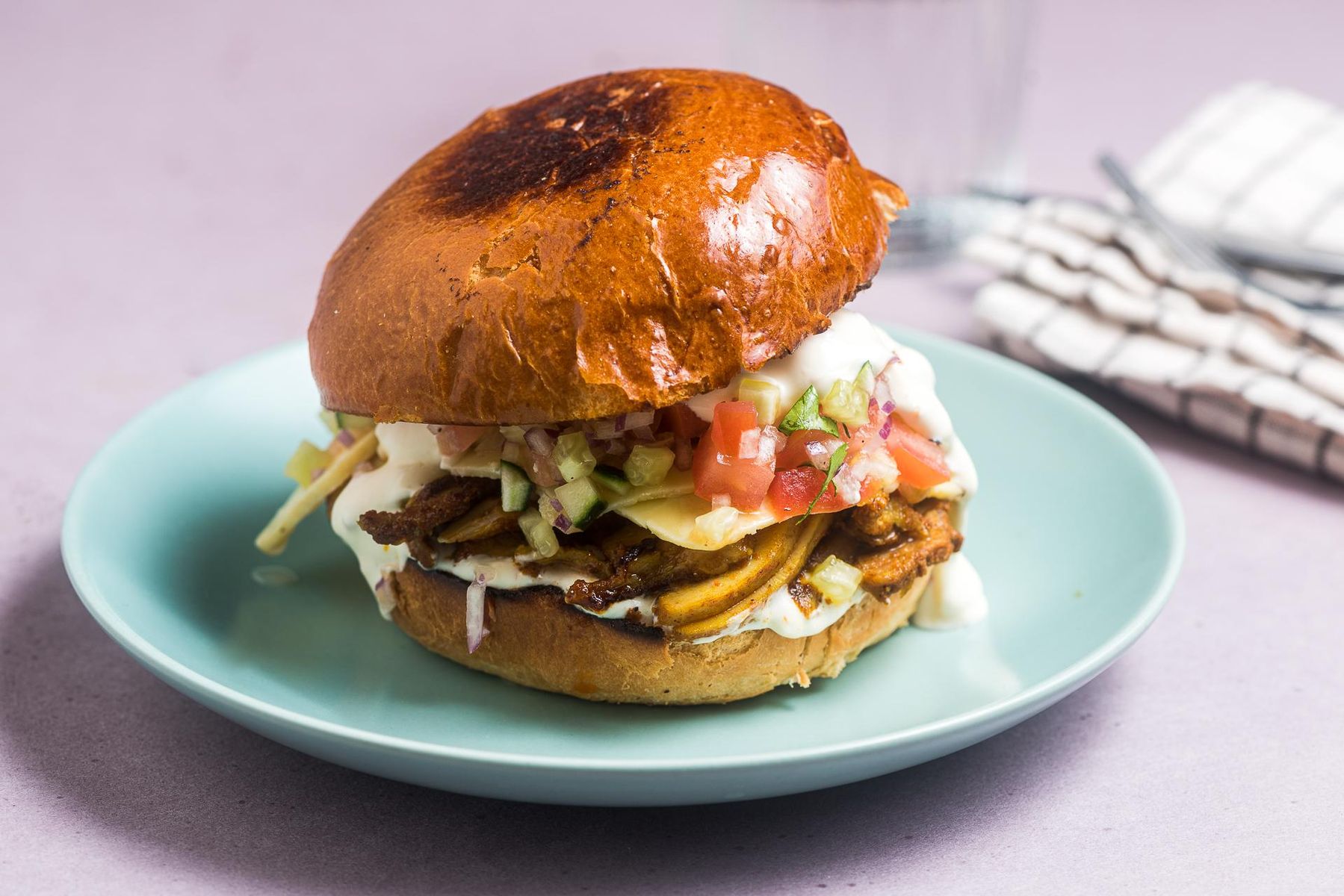 Chicken Kebab Burger with Sweet &amp; Sour Sauce | Yummy