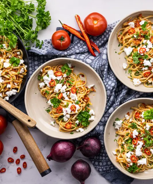 Pasta with Fresh Tomatoes & Chèvre