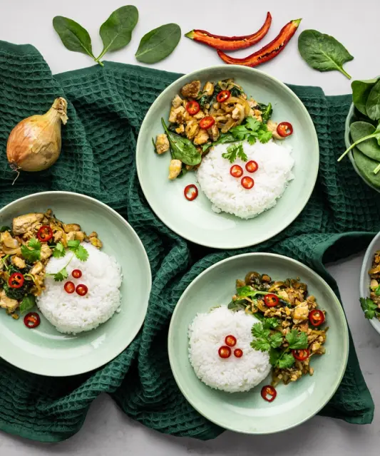 Donburi eli japanilainen riisikulho tofulla & pinaatilla