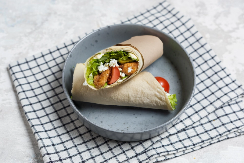 Crispy chicken-feta wrap