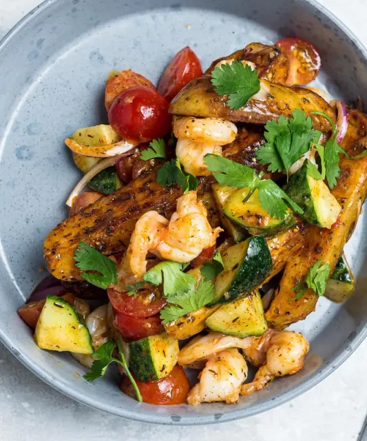 Ahjukartulisalat krevettidega