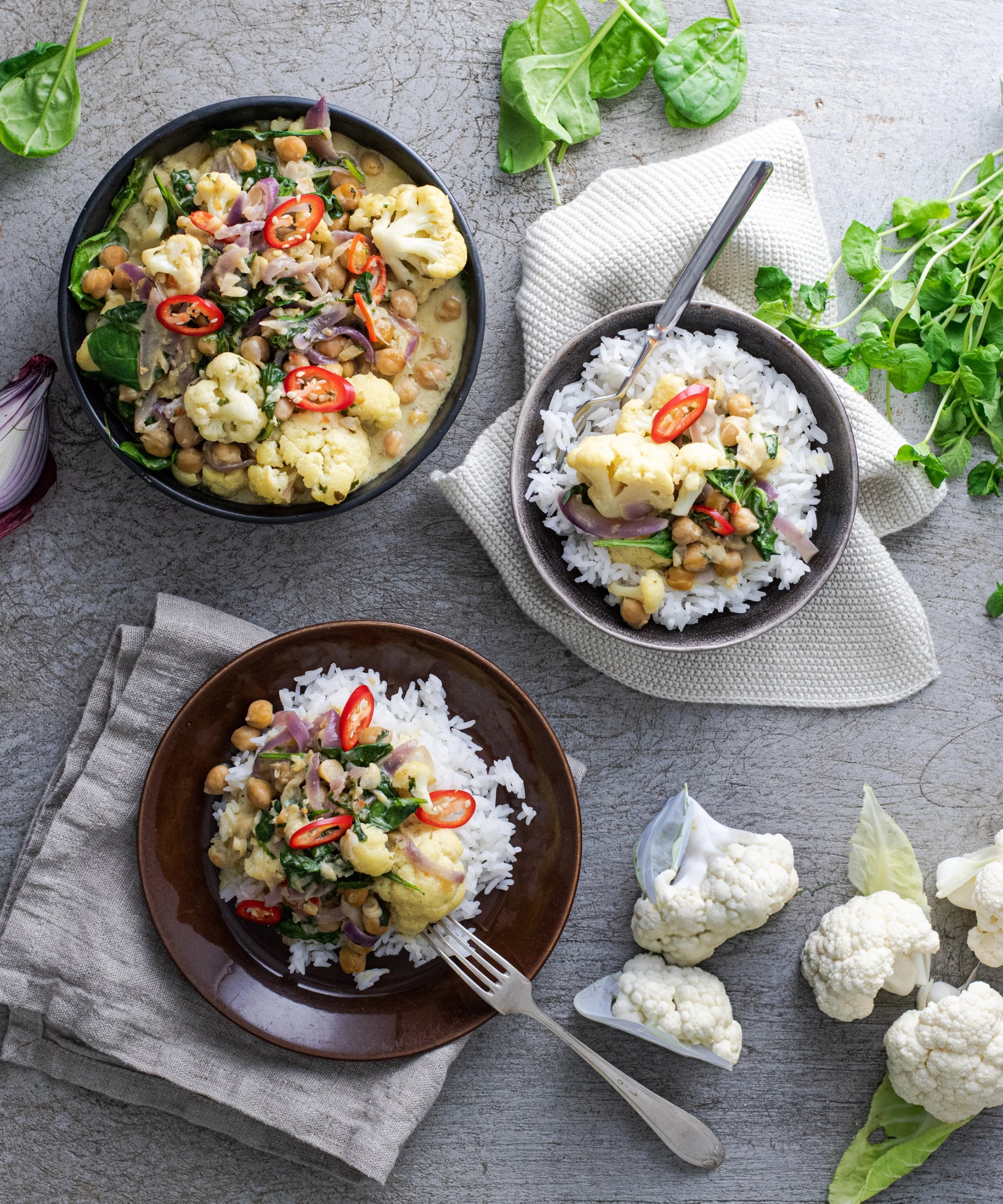 Oriental Cauliflower Curry with Chickpeas and Basmati Rice
