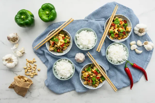 Asian Tofu Stir-Fry with Peppers & Rice