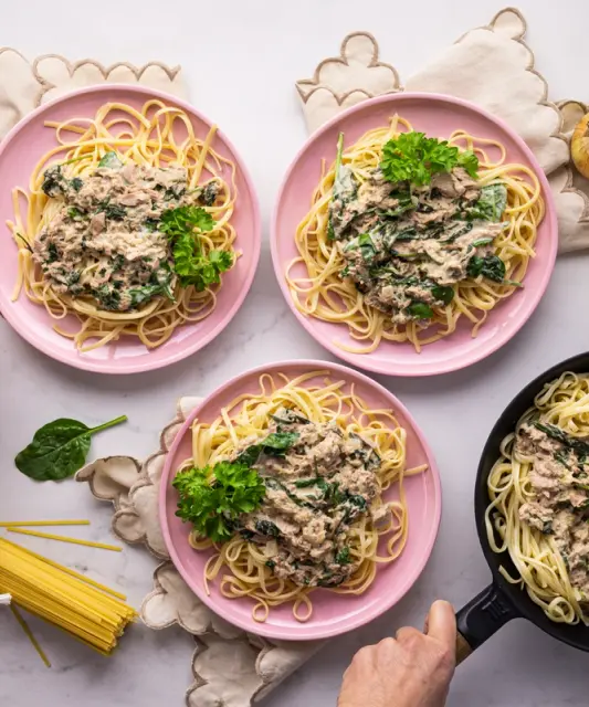 Kreemine tuunikalapasta spinatiga