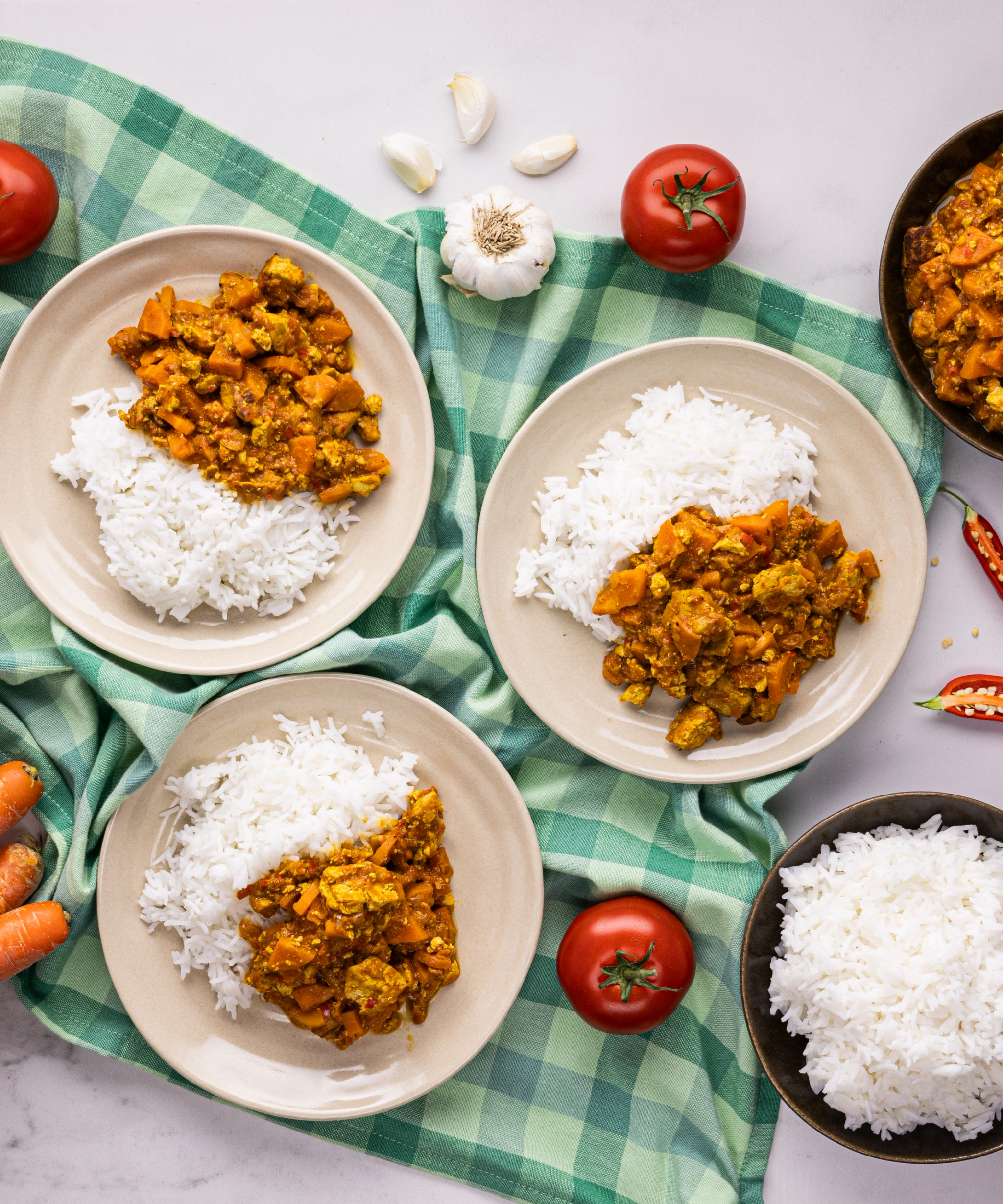 Indické krémové butter tofu s basmati ryžou
