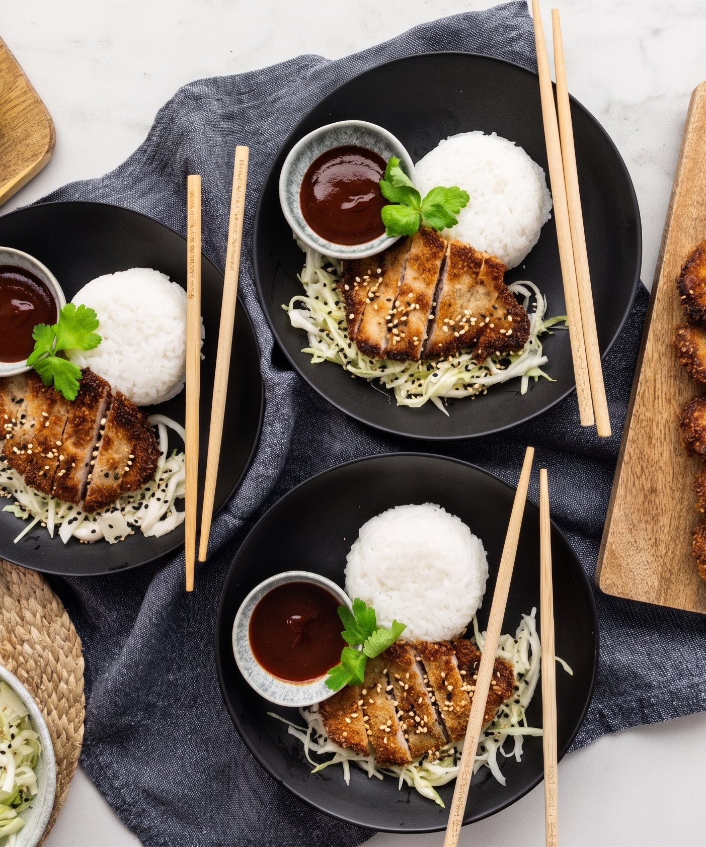 Tonkatsu – japonský bravčový rezeň v panko strúhanke s ryžou a omáčkou
