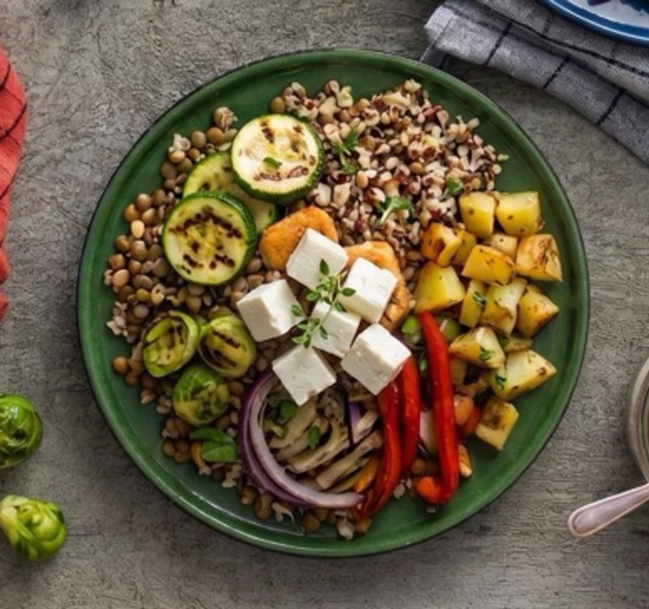 Summer Salad with Grilled Vegetables, Balkan-Style Cheese and Mixed Legumes &amp; Protein Chocolate-Curd Dessert | Yummy