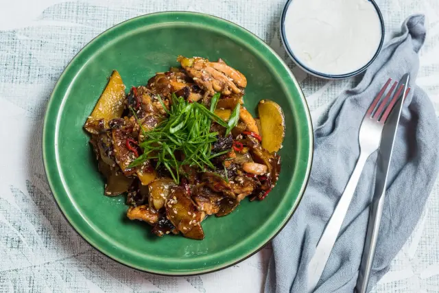 Honey Potatoes with Chicken & Greek Yogurt