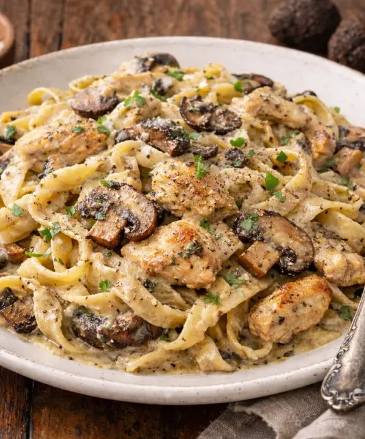 Koorene trühvli-kana-seenepasta