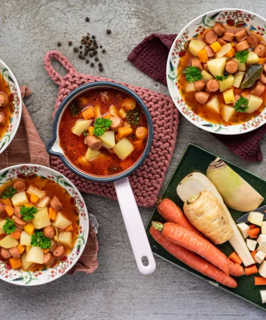 Everyday Lifesaver Sausage Soup & Fresh Rye Bread