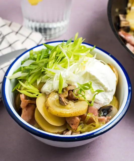 Potato Casserole with Leek, Bacon & Mushrooms