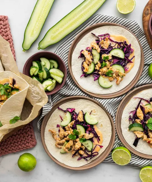 Chicken Sweet Chili Wraps & Marinated Red Cabbage