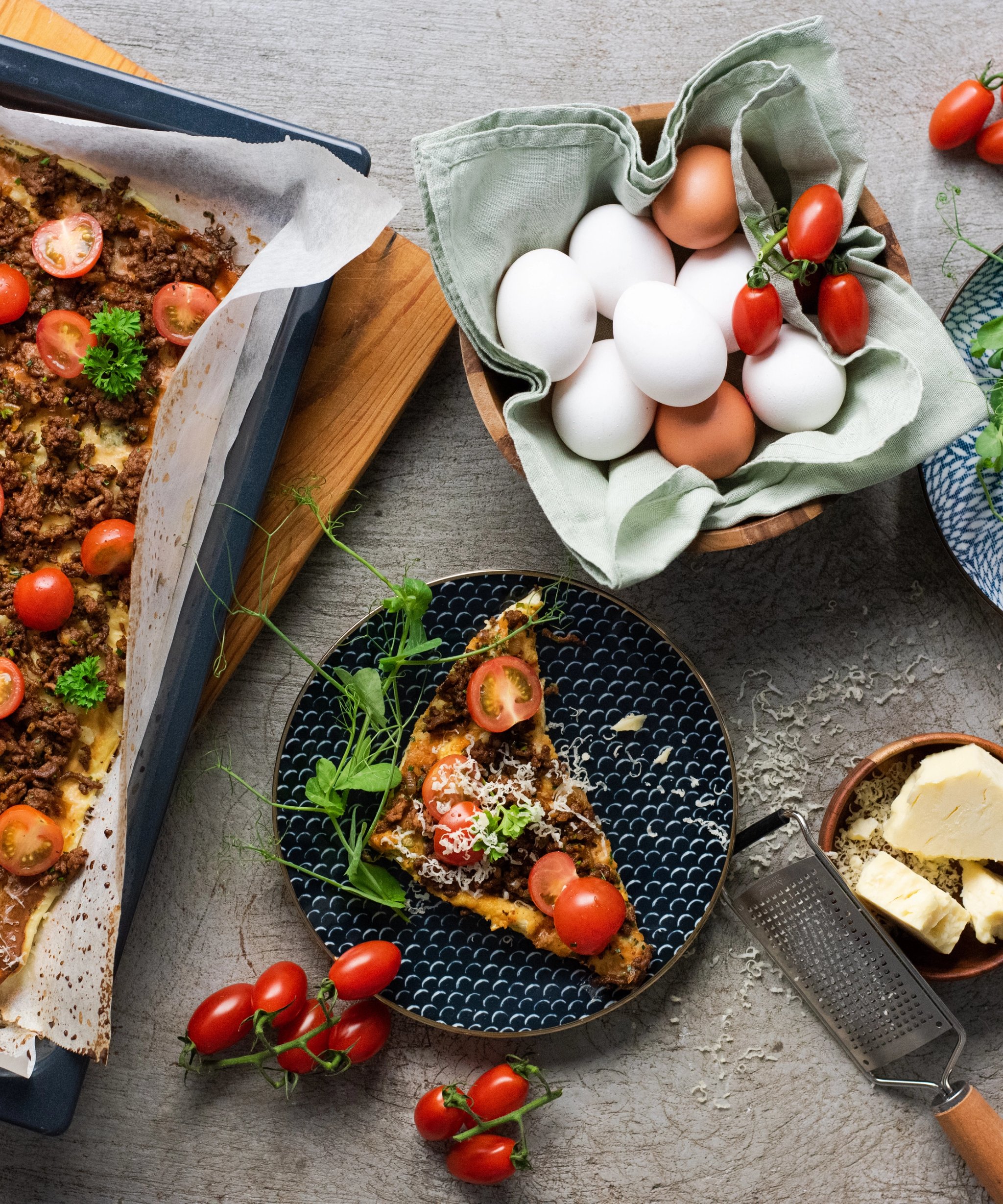 Tex-mex frittata s mletým masem a cherry rajčátky