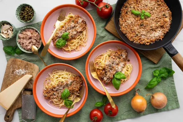 Tonnikalapasta kapriksilla & parmesanjuustoa