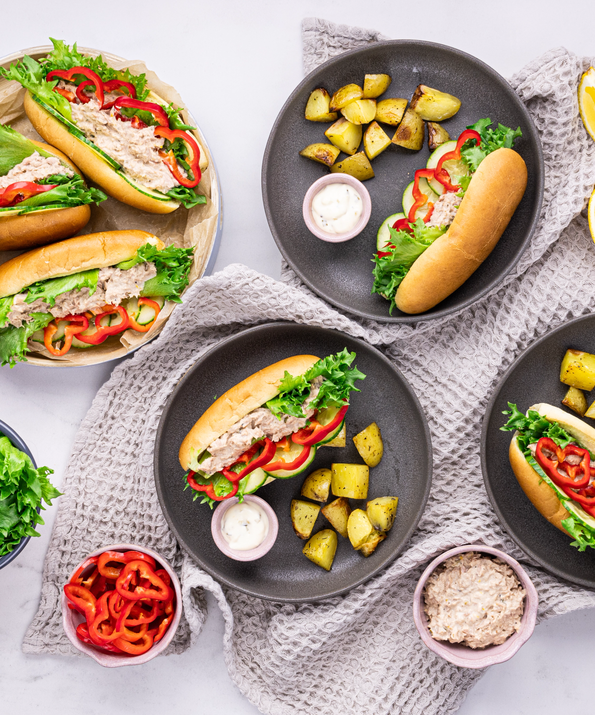 Tuna-Stuffed Hot Dogs with Fresh Vegetables