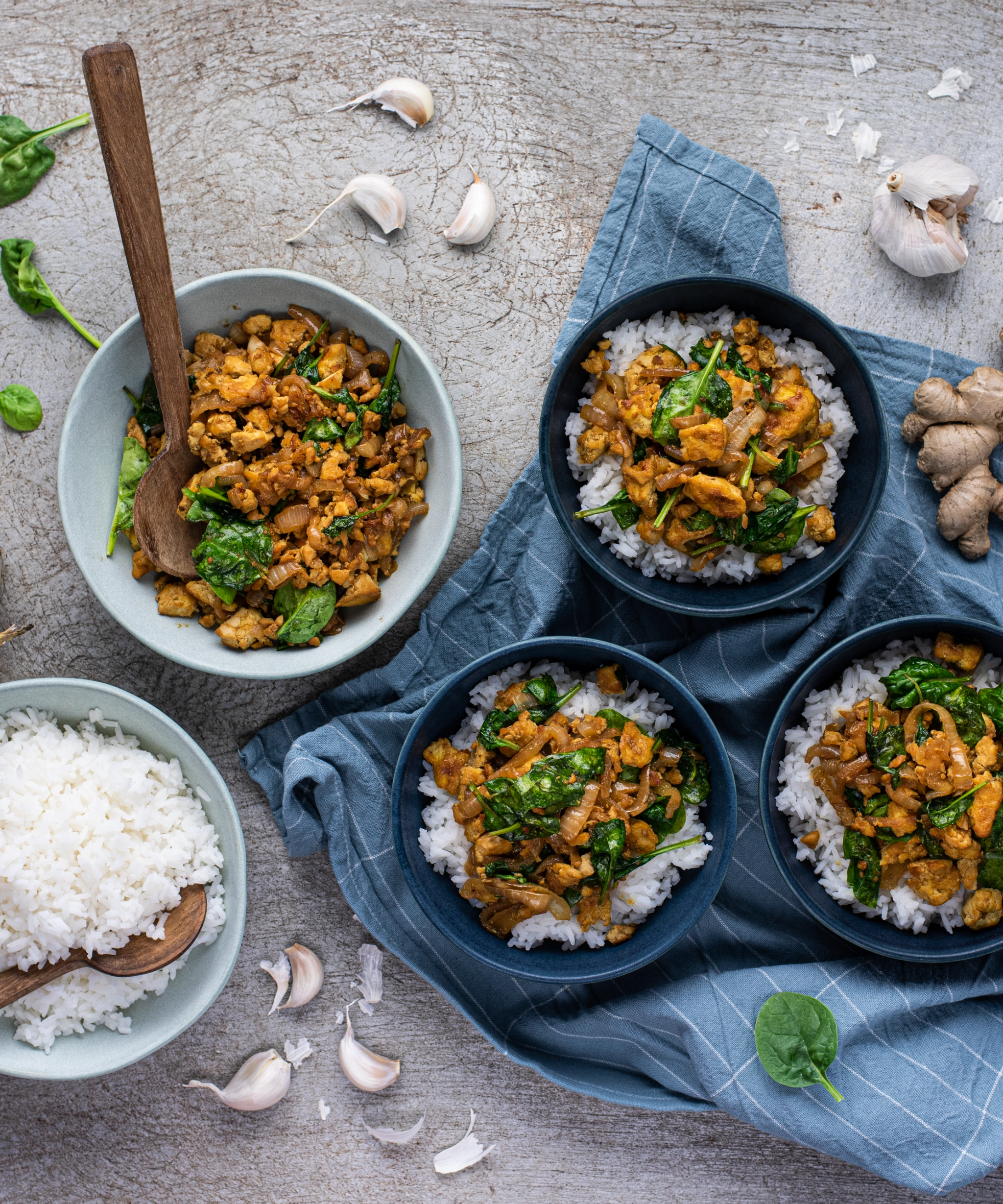 Donburi - Japanese Rice Bowl with Tofu and Vegetables