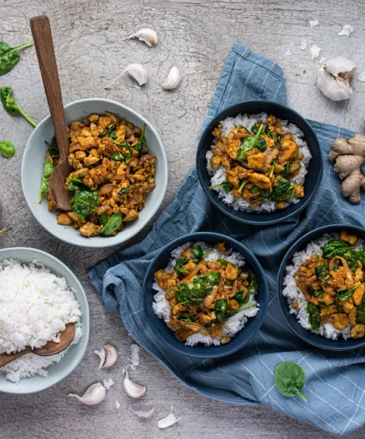 Donburi - japonská rýžová miska s tofu a zeleninou