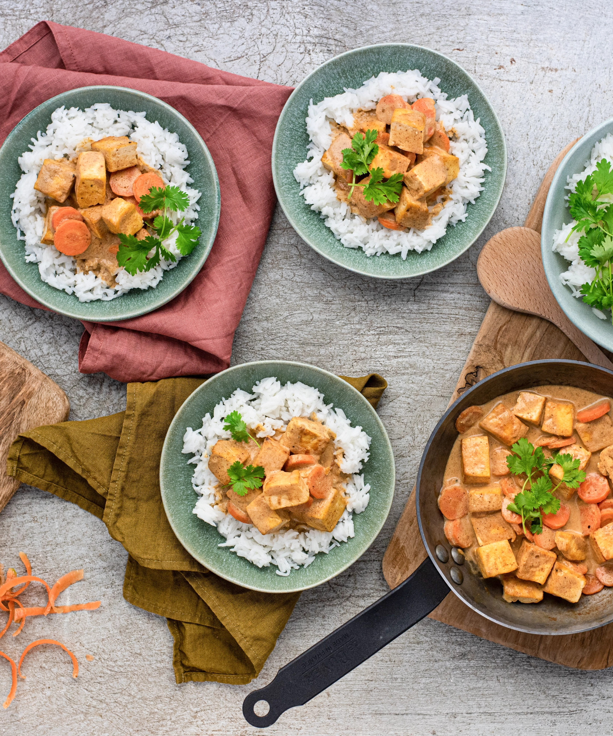 Tandoori Tofu in Coconut Sauce with Jasmine Rice and Fresh Cilantro