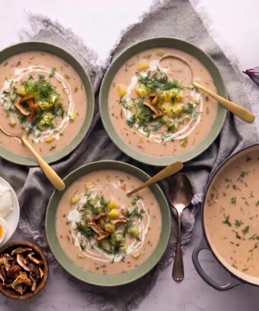 Grandma’s Creamy Kulajda with Poached Eggs and Fresh Dill