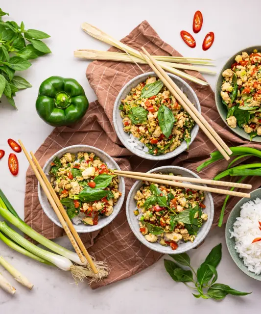 Pad Krapow – Tofu with Basil & Rice