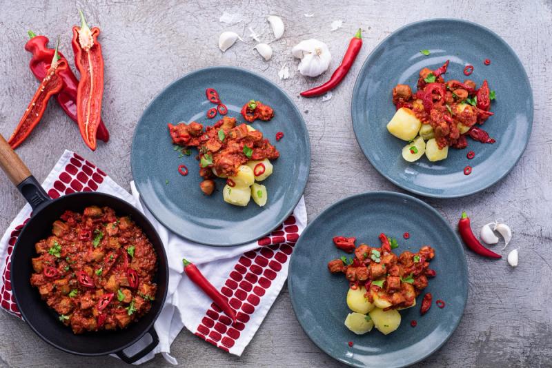 Katalonialainen chorizopata & murskatut perunat