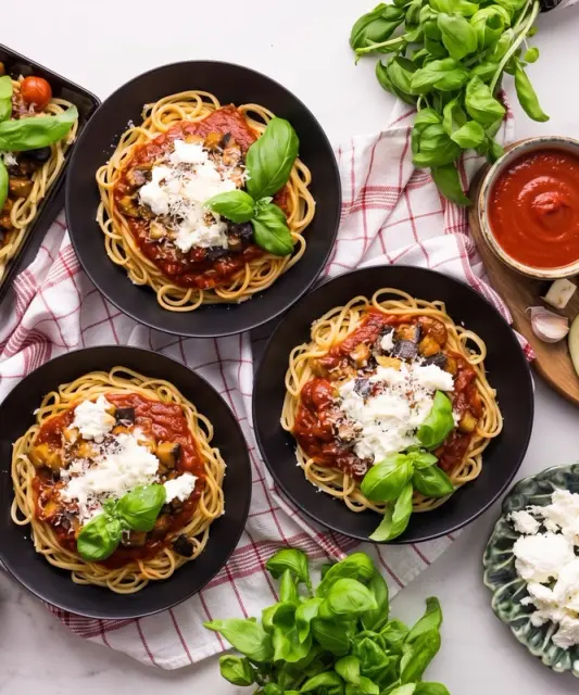 Pasta alla Norma with Aubergine and Mozzarella