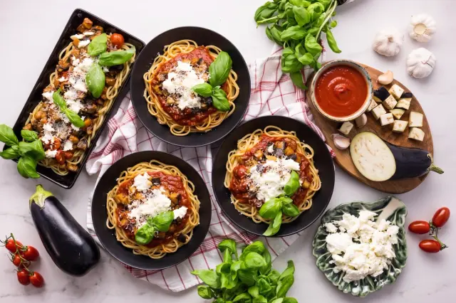 Pasta alla Norma with Aubergine and Mozzarella