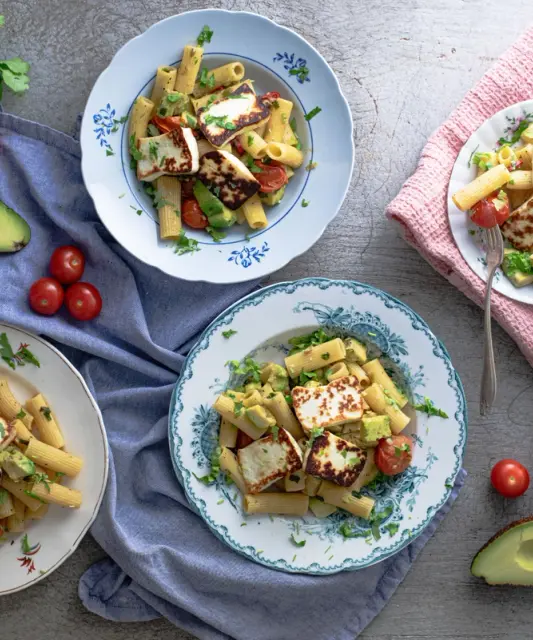 Pasta with Halloumi-style Cheese and Avocado
