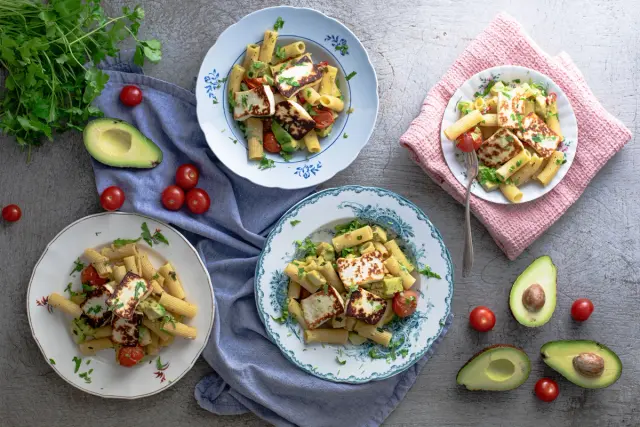 Pasta with Halloumi-style Cheese and Avocado