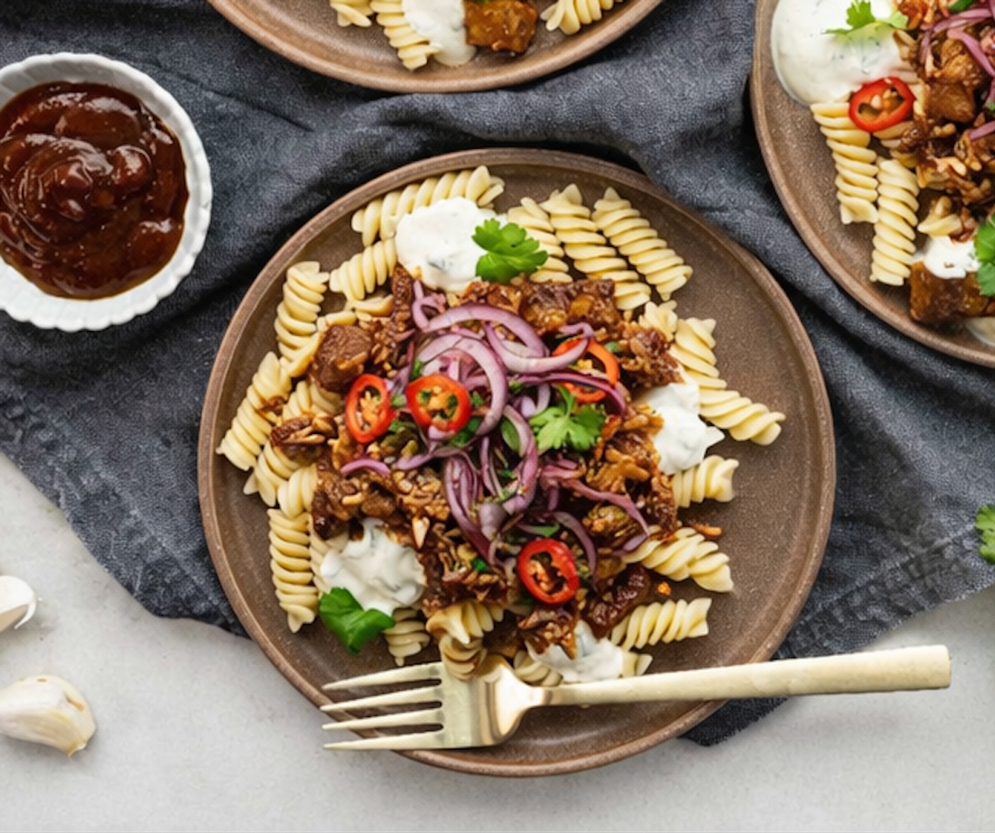 BBQ pulled pork with sour cream sauce and pasta | Yummy