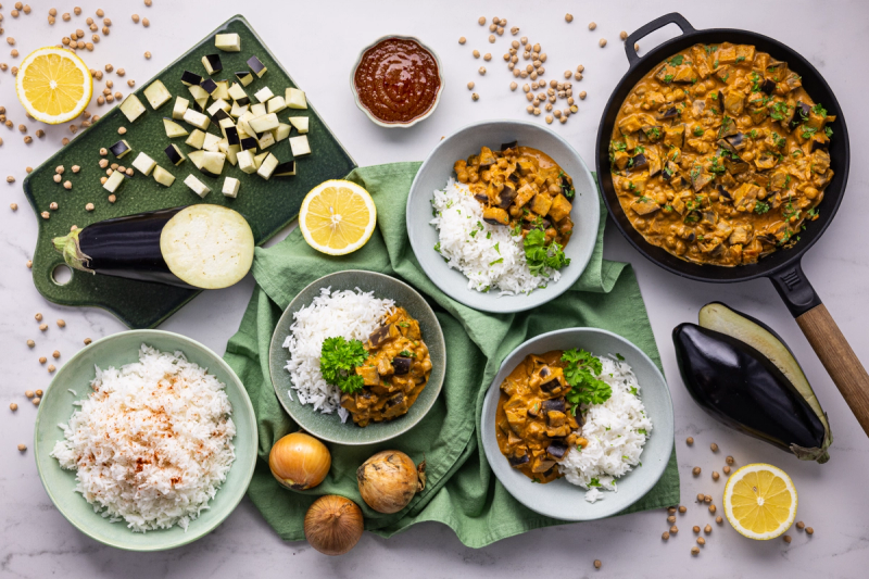 Indian Eggplant & Chickpea Curry