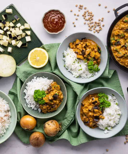 Indian Eggplant & Chickpea Curry