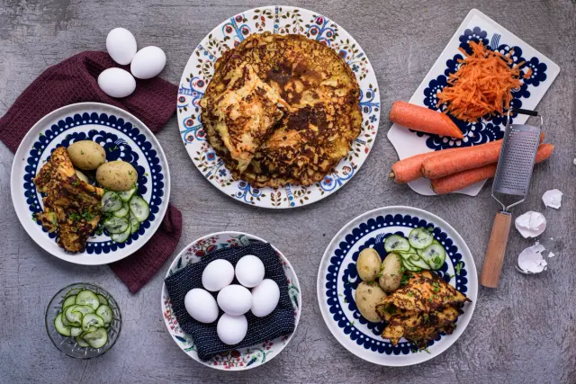 Aurinkoiset porkkanaletut, mummon kurkkuja & raejuustoa