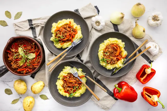 Greek Beef Mixture with Mashed Potatoes