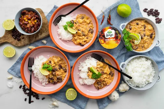 Maukas kanapata Arla Lempi tex mex creme fraichella & riisiä