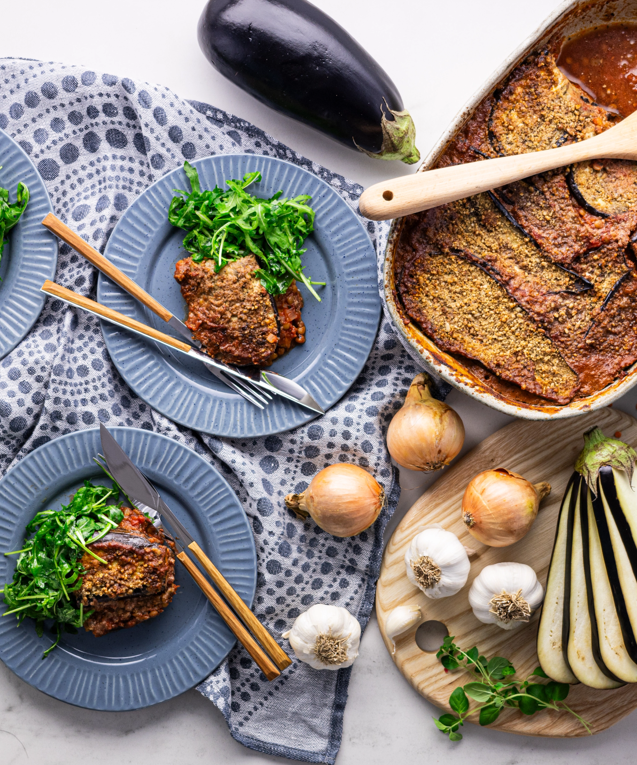 Melanzane alla Parmigiana s rukolovým salátem