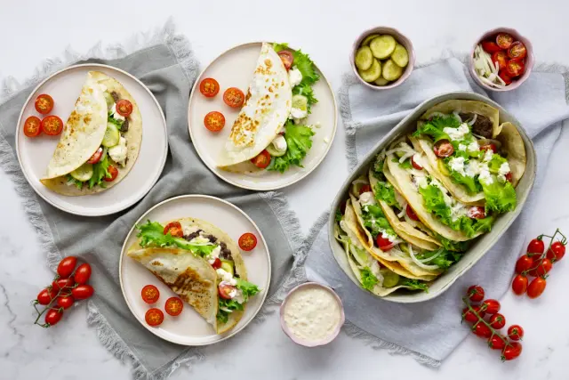 Ruokaboksin smash burger-tacot