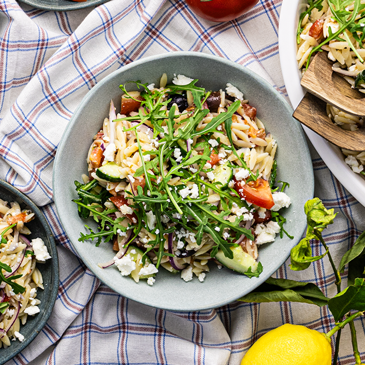 Greek Orzo Salad with Feta Cheese | Yummy