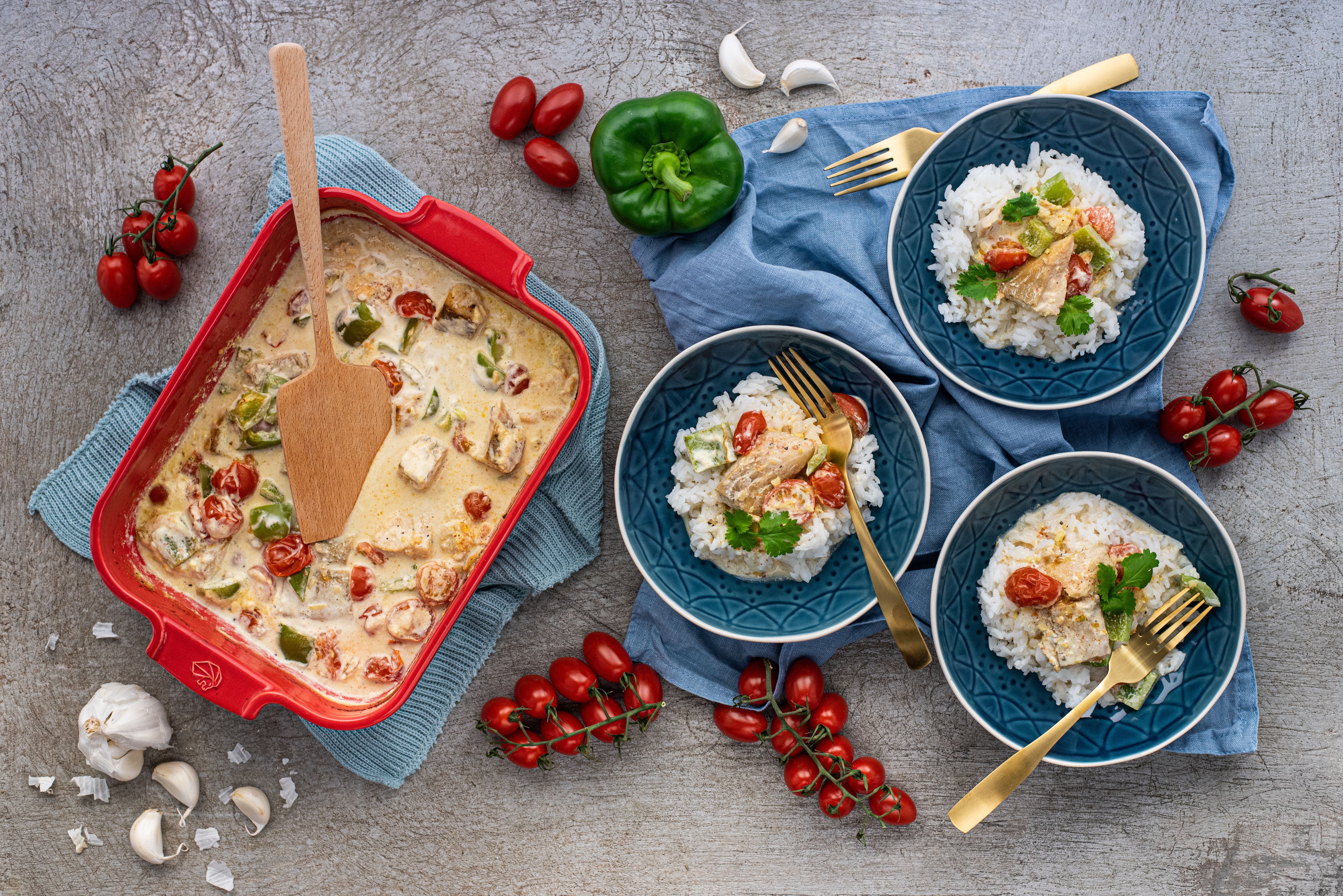 Codfish in Ginger-Coconut Broth with Jasmine Rice
