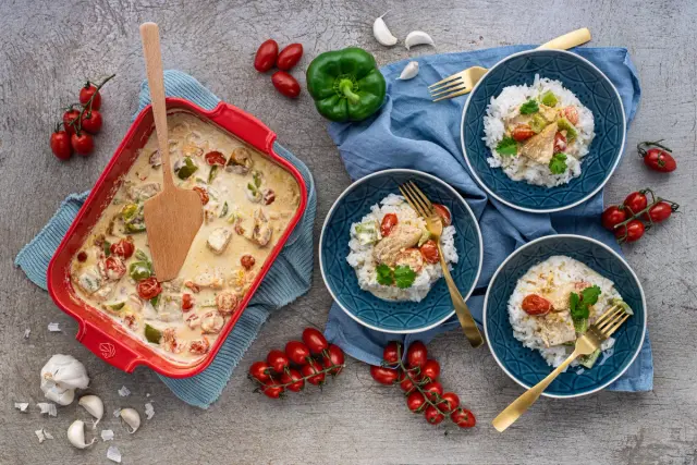 Codfish in Ginger-Coconut Broth with Jasmine Rice