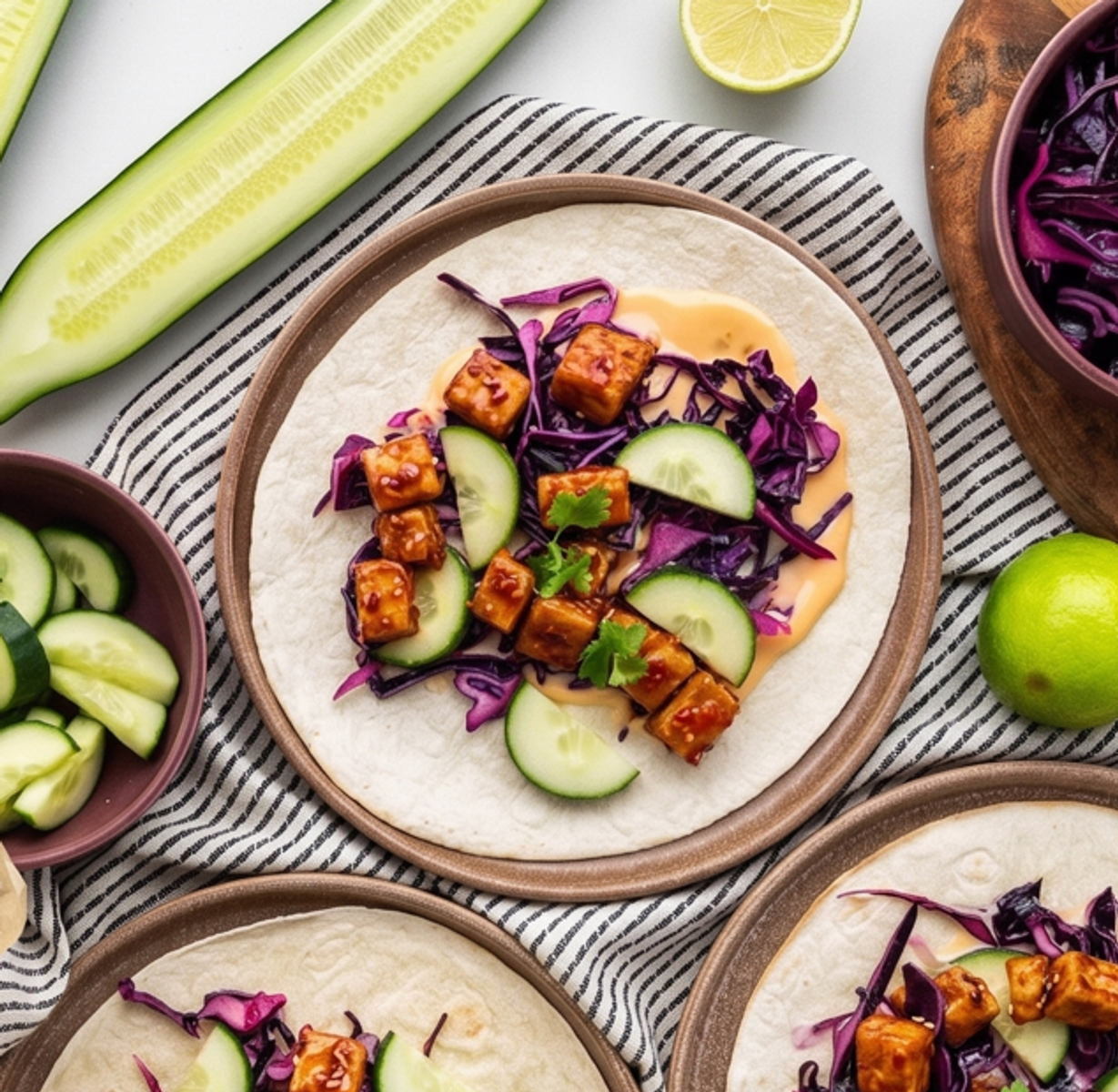 Sweet Chilli Wraps with Marinated Tofu and Red Cabbage | Yummy